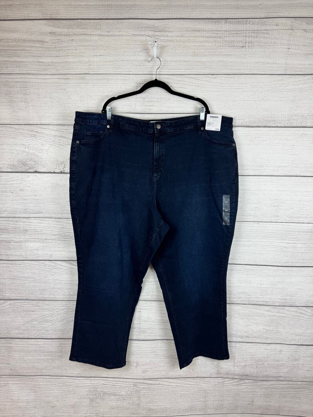 Sonoma Plus Size Dark Wash High Rise Stretch Straight Leg Jeans Size 30W